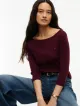 Slim T-Shirt Με Λαιμόκοψη Boat Και Μανίκι 3/4