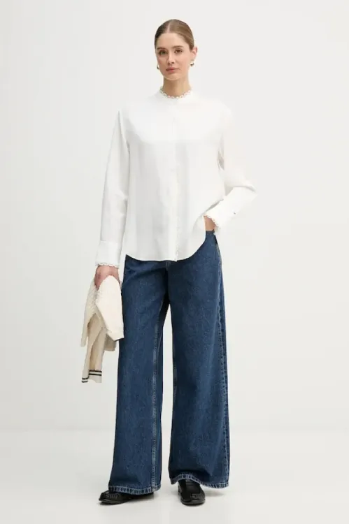 TOMMY HILFIGER  OVERSIZED FIT LACE SHIRT WITH LINEN