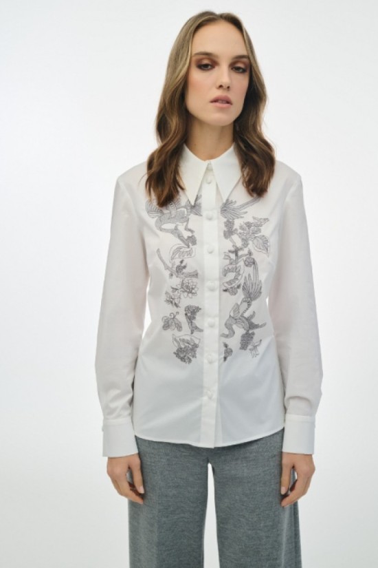 Πουκάμισο με κέντημα και στρας 