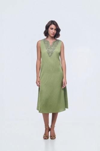 Φόρεμα αμάνικο με μοτίφ 