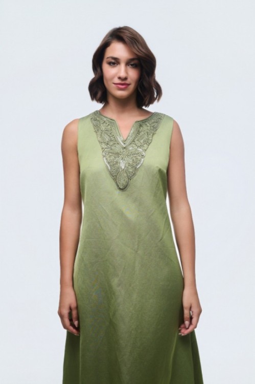 Φόρεμα αμάνικο με μοτίφ 