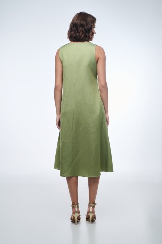 Φόρεμα αμάνικο με μοτίφ 