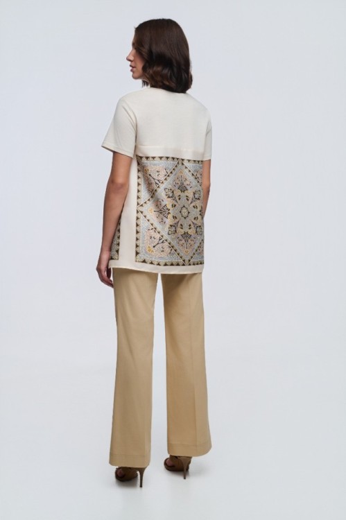 Μπλούζα βαμβακερή κομποζέ με σατέν τύπωμα