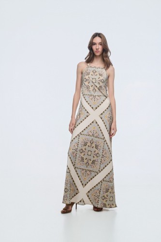 Φόρεμα εμπριμέ με τιράντες 