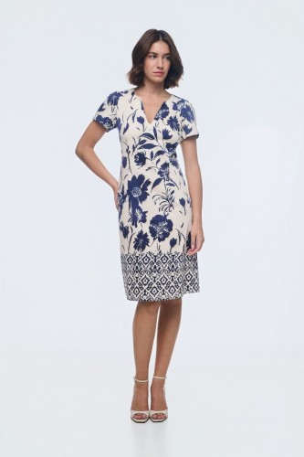 Φόρεμα βαμβακερό με print φλοράλ και μικροσχέδιο