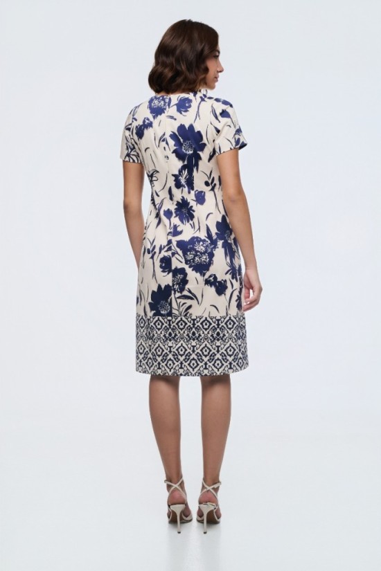 Φόρεμα βαμβακερό με print φλοράλ και μικροσχέδιο