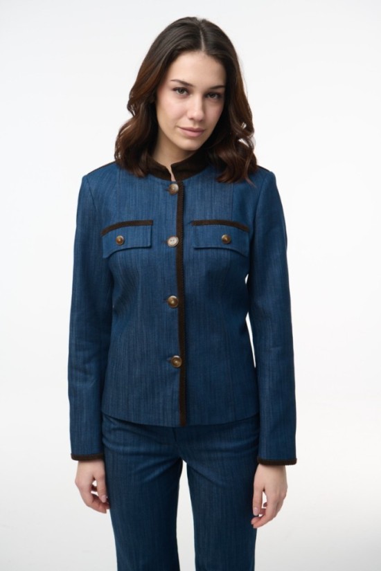 Σακάκι denim με κοτλε λεπτομέρειες 