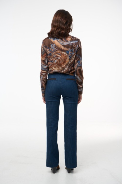 Παντελόνι denim με κοτλε λεπτομέρειες 
