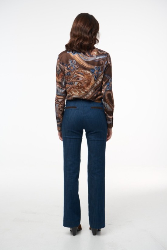 Παντελόνι denim με κοτλε λεπτομέρειες 