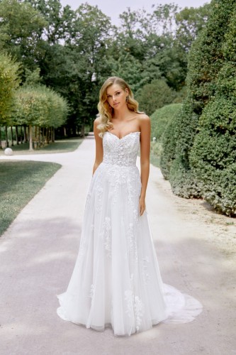 Galaxy Tulle A Line with Detachable Off the Shoulder Cuff