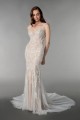  Allover Beaded and Chantilly Lace Fit and Flare Gown