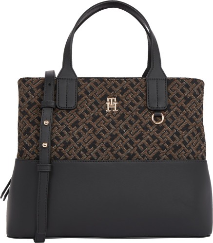 TOMMY HILFIGER TH JACQUARD MED SATCHEL-BLACK 