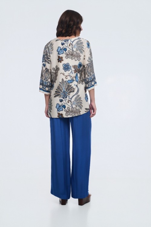 Μπλούζα από βισκόζη με denim λεπτομέρειες 