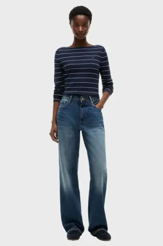 ΤOMMY HILFIGER ΒΑΜΒΑΚΕΡΟ ΠΟΥΛΟΒΕΡ ΜΕ ΡΙΓΕΣ