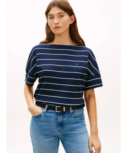 TOMMY HILFIGER T-SHIRT ΑΝΕΤΗ ΓΡΑΜΜΗ