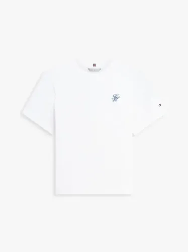 T-Shirt Με Κλασική Λαιμόκοψη Και Κεντητό Λογότυπο 