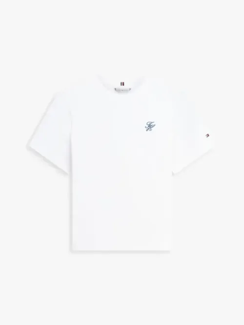 T-Shirt Με Κλασική Λαιμόκοψη Και Κεντητό Λογότυπο 