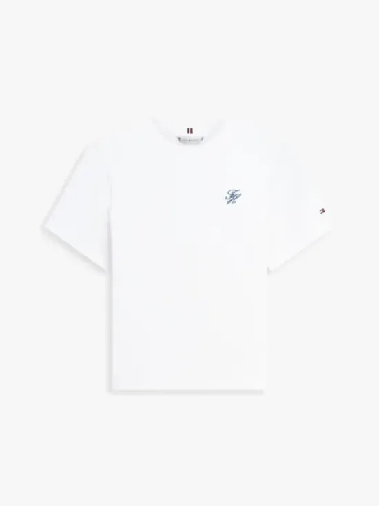 T-Shirt Με Κλασική Λαιμόκοψη Και Κεντητό Λογότυπο 