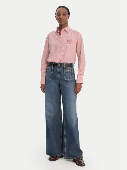 Κεντημένο Πουκάμισο Οversized Με Λογότυπο