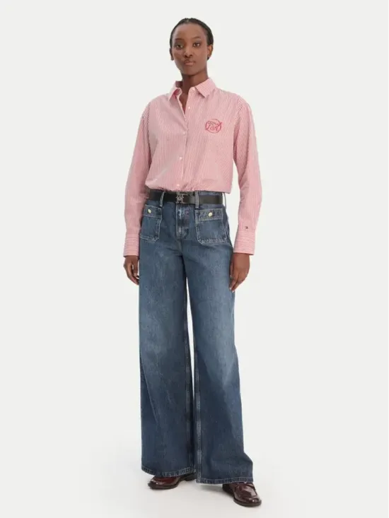 Κεντημένο Πουκάμισο Οversized Με Λογότυπο