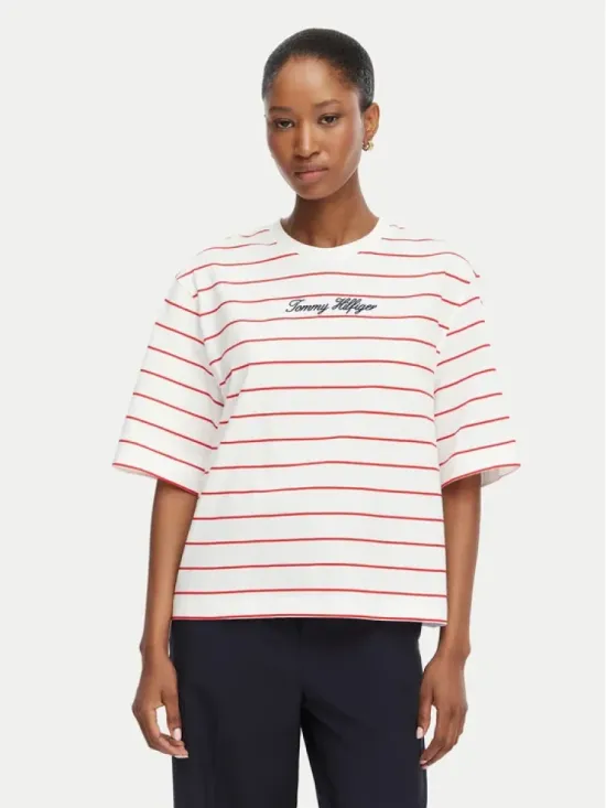 TOMMY HILFIGER T-SHIRT ΑΝΕΤΗ ΓΡΑΜΜΗ
