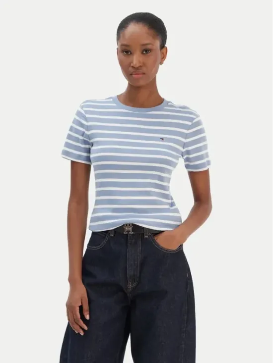 TOMMY HILFIGER T-SHIRT ΣΤΕΝΗ ΓΡΑΜΜΗ