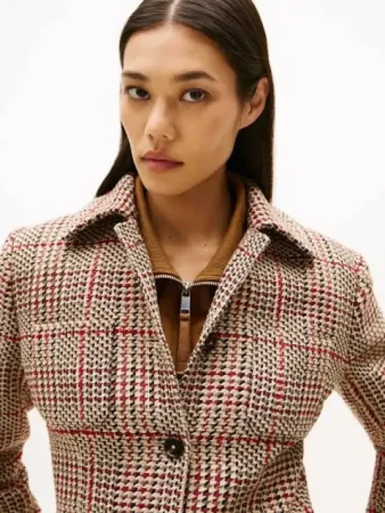 Tommy Hilfiger Blazer Σε Κανονική Γραμμή Από Tweed Με Μονή Σειρά Κουμπιών