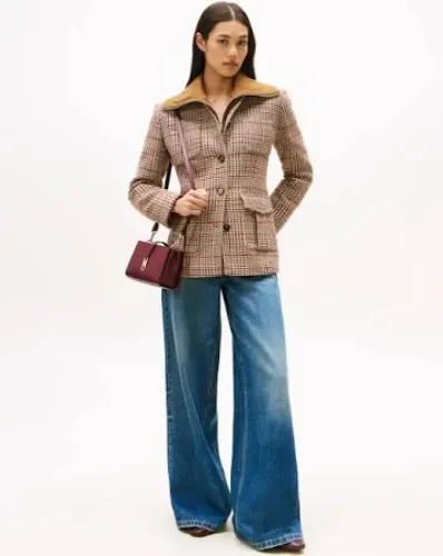 Tommy Hilfiger Blazer Σε Κανονική Γραμμή Από Tweed Με Μονή Σειρά Κουμπιών