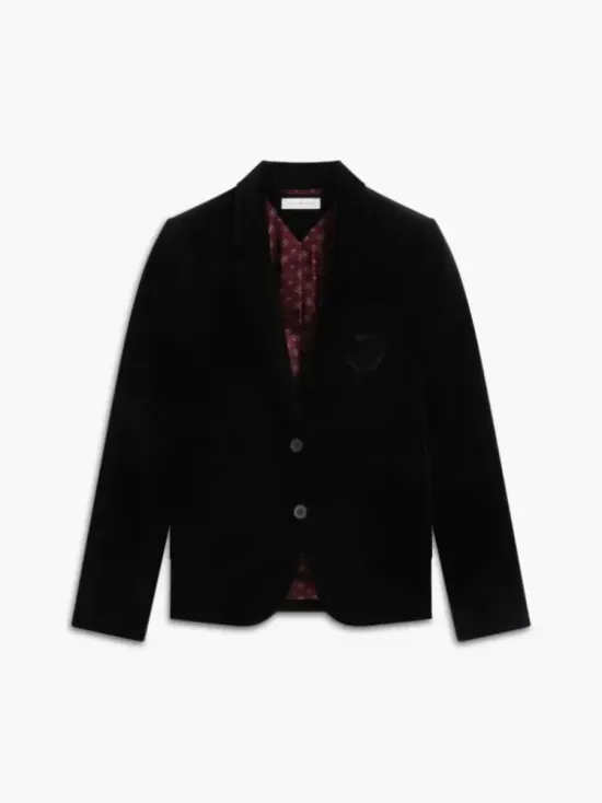 Βελουτέ Blazer Σε Κανονική Γραμμή Με Χρυσά Κουμπιά 