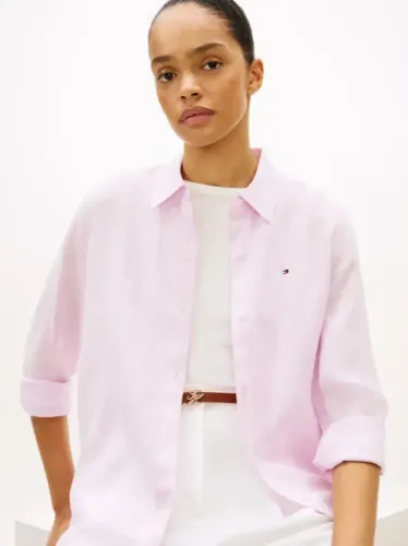 Λινό Πουκάμισο Tommy Hilfiger  Σε Κανονική Γραμμή 