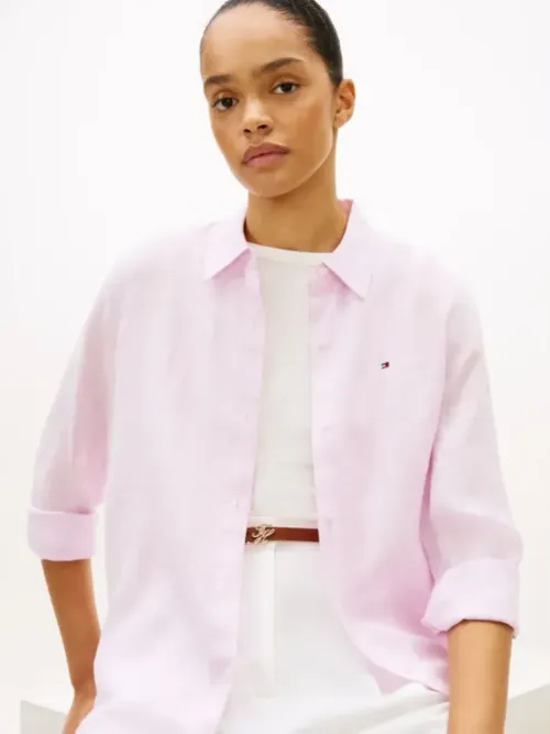 Λινό Πουκάμισο Tommy Hilfiger  Σε Κανονική Γραμμή 